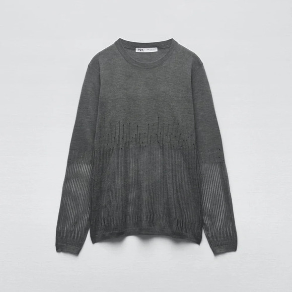 Zara KNIT SWEATER WITH RIPS - Picture 6 of 8